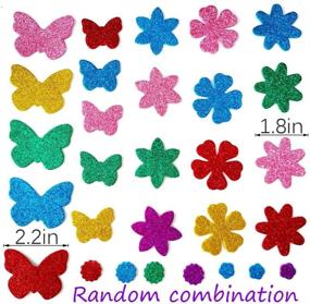 img 1 attached to 🦋 Glitter Foam Flower and Butterfly Stickers – Self-Adhesive Crafts Supplies for Kid's Arts, Greeting Cards, Scrapbooking, and Home Decoration (Random Colors)