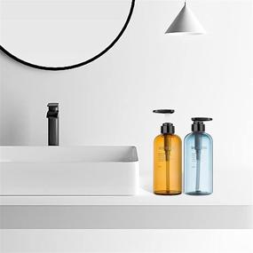 img 3 attached to 💙 Convenient & Stylish 18oz/500ml Shampoo Dispenser for Hotel Bathroom - Set of 3 Refillable Empty Pump Bottles with Press Dispenser (Blue)