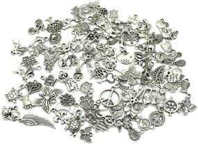 img 3 attached to 📿 JIALEEY Wholesale Bulk Lots Jewelry Making Charms: 100 PCS Smooth Tibetan Silver Metal Charms Pendants for DIY Necklace Bracelet Crafting