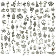 📿 jialeey wholesale bulk lots jewelry making charms: 100 pcs smooth tibetan silver metal charms pendants for diy necklace bracelet crafting logo