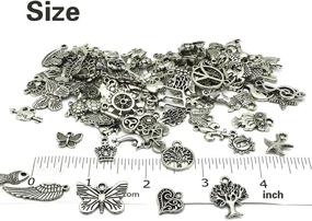 img 1 attached to 📿 JIALEEY Wholesale Bulk Lots Jewelry Making Charms: 100 PCS Smooth Tibetan Silver Metal Charms Pendants for DIY Necklace Bracelet Crafting