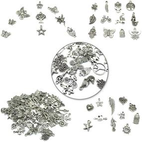 img 2 attached to 📿 JIALEEY Wholesale Bulk Lots Jewelry Making Charms: 100 PCS Smooth Tibetan Silver Metal Charms Pendants for DIY Necklace Bracelet Crafting