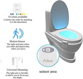 img 1 attached to 🚽 Toilet Night Light 1Pack by Ailun - Motion Activated LED Light with 8 Colors Changing - Perfect Bathroom Bowl Nightlight - Batteries Not Included - Decorative Combo with Water Faucet Light