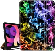 📱 hepix ipad 10.9 inch air 4th generation case with pencil holder 2020, colorful smoke tri-fold protective shockproof cover auto sleep/wake for a2072 a2316 a2324 a2325 logo