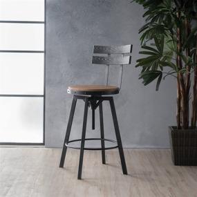 img 3 attached to 🪑 Alanis Firwood Barstool by Christopher Knight Home - 39 inch, Black Brush Silver