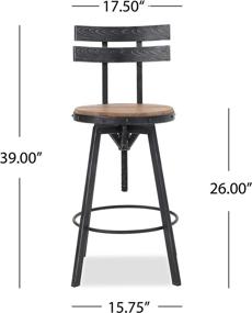 img 2 attached to 🪑 Alanis Firwood Barstool by Christopher Knight Home - 39 inch, Black Brush Silver