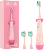 🪥 nell&well kids sonic electric toothbrush: 3 soft brush heads, ipx5 waterproof, bpa free, battery powered (pink) logo