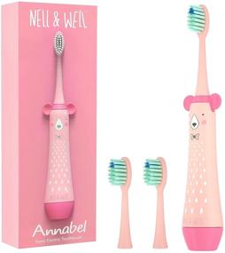 img 4 attached to 🪥 NELL&WELL Kids Sonic Electric Toothbrush: 3 Soft Brush Heads, IPX5 Waterproof, BPA Free, Battery Powered (Pink)