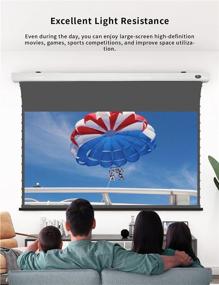 img 1 attached to 📽️ VIVIDSTORM Obsidian Long Focus ALR Screen - Transparent Perforate Sound, Electric Tab-tensioned Drop Down Movie Screen. Compatible with 2500 ANSI Lumen Short Throw Projector. VMSLPALR84H