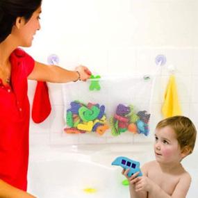 img 2 attached to 🛁 Durable Mesh Bath Toy Storage Organizer with 2 Extra Strong Suction Cups – Large Bag/Holder for Toys, Shower Caddy, and Baby Gift