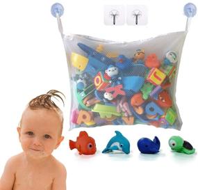 img 1 attached to 🛁 Durable Mesh Bath Toy Storage Organizer with 2 Extra Strong Suction Cups – Large Bag/Holder for Toys, Shower Caddy, and Baby Gift