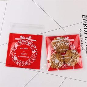 img 1 attached to 🍪 100PCS Clear Christmas Cookie Bags - Self Adhesive Bags for Candy Treat, Chocolate, and Gifts with Bell