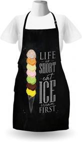 img 2 attached to Life is Short Scoop: Ambesonne Dessert Apron for Ice Cream Shops, Unisex Kitchen Bib with Adjustable Neck for Cooking & Gardening, Adult Size - Charcoal Grey