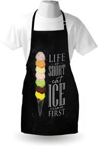 img 1 attached to Life is Short Scoop: Ambesonne Dessert Apron for Ice Cream Shops, Unisex Kitchen Bib with Adjustable Neck for Cooking & Gardening, Adult Size - Charcoal Grey