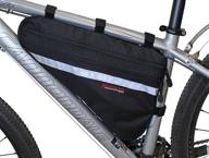 🚴 bushwhacker fargo black - large triangle bicycle frame bag with reflective trim for cycling - bike under seat top tube bag - front rear accessories crossbar logo