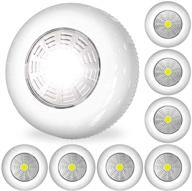 bright led night lights, pack of 8 wireless touch lights with battery power for anywhere use - stick on, tap, and push lights for bedroom, bathroom, corridor, stairs, kitchen, locker, and under cabinet логотип