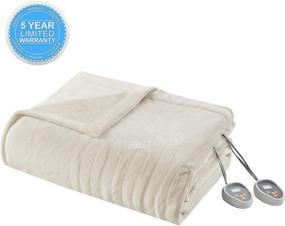 img 2 attached to Beautyrest Plush Electric Blanket Throw: Multi-Level Heat Settings for Cold Weather, 🌬️ Secure Comfort Low EMF Technology & Auto Shut Off Safety - Queen, Ivory