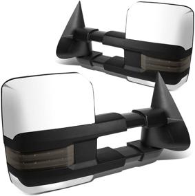 img 4 attached to 🚗 DNA Motoring Chrome Powered Towing Mirrors + Heated + LED Turn Signal + Manual Telescoping for 99-02 Silverado/Sierra, 00-02 Tahoe/Suburban/Yukon