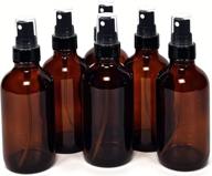 travel accessories: amber glass bottles with black sprayers logo