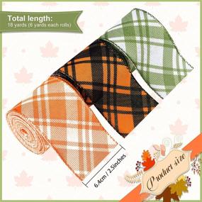 img 3 attached to 🍁 Set of 3 Rolls - 18 Yards Fall Plaid Wired Ribbon - 2.5 Inch Diagonal Plaid Ribbon - Perfect for Thanksgiving, Fall, Halloween, Christmas - Wired Edge Buffalo Check Ribbon - Ideal for Wreath Crafts and Wrapping Ribbon Bows