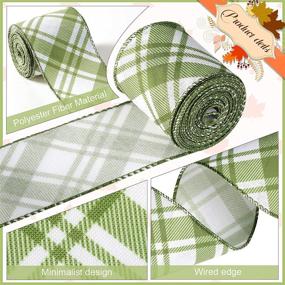 img 2 attached to 🍁 Set of 3 Rolls - 18 Yards Fall Plaid Wired Ribbon - 2.5 Inch Diagonal Plaid Ribbon - Perfect for Thanksgiving, Fall, Halloween, Christmas - Wired Edge Buffalo Check Ribbon - Ideal for Wreath Crafts and Wrapping Ribbon Bows