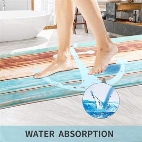 img 2 attached to 🚪 Turquoise/Brown Nautical Anchor Flannel Bathroom Rugs - Soft & Absorbent Non-Slip Bath Mats for Kitchen, Bathroom, and Hallway - 24 inches X 71 inches