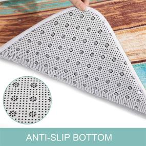 img 1 attached to 🚪 Turquoise/Brown Nautical Anchor Flannel Bathroom Rugs - Soft & Absorbent Non-Slip Bath Mats for Kitchen, Bathroom, and Hallway - 24 inches X 71 inches