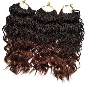 img 3 attached to 🔥 Flyteng 6Packs 18'' Wavy Senegalese Twist Crochet Hair Extensions - Synthetic Kanekalon Braiding Hair for Twist Crochet Braids