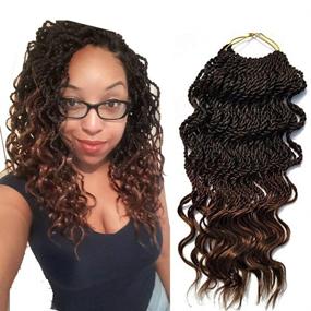 img 4 attached to 🔥 Flyteng 6Packs 18'' Wavy Senegalese Twist Crochet Hair Extensions - Synthetic Kanekalon Braiding Hair for Twist Crochet Braids