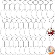 3 inch acrylic keychain blanks bulk - cludoo 30 pcs clear round acrylic christmas ornament blanks with key chain rings, jump rings, acrylic circle disc ornament blanks for vinyl, diy keychain, crafting logo