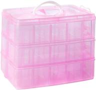 clear pink bead organizer: versatile storage box with compartments (9.8 x 6.5 x 7.25 in) logo