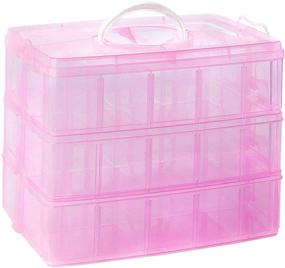 img 4 attached to Clear Pink Bead Organizer: Versatile Storage Box with Compartments (9.8 x 6.5 x 7.25 in)