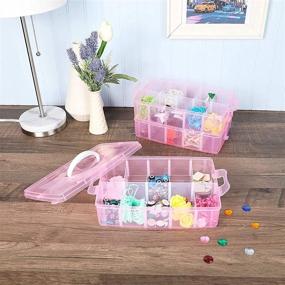 img 3 attached to Clear Pink Bead Organizer: Versatile Storage Box with Compartments (9.8 x 6.5 x 7.25 in)