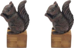 img 1 attached to 🦉 OwlGift Rustic Bamboo Squirrel Door Stopper Set - Dark Brown: Decorative Windproof Door Holders for Patio, Yard, Garden, Farmhouse - Bedroom, Bathroom Door Stops (Set of 2)