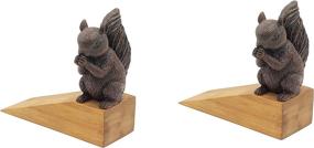 img 2 attached to 🦉 OwlGift Rustic Bamboo Squirrel Door Stopper Set - Dark Brown: Decorative Windproof Door Holders for Patio, Yard, Garden, Farmhouse - Bedroom, Bathroom Door Stops (Set of 2)