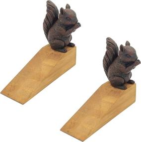 img 3 attached to 🦉 OwlGift Rustic Bamboo Squirrel Door Stopper Set - Dark Brown: Decorative Windproof Door Holders for Patio, Yard, Garden, Farmhouse - Bedroom, Bathroom Door Stops (Set of 2)