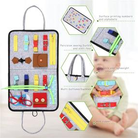 img 3 attached to 🧩 Montessori Busy Board: Sensory Toy for Toddlers 1-6, Enhances Basic Skill Development, Dressing and Alphabet Cognition with Latch Buckle Learning Games - Ideal Travel Gift for Boys and Girls on Airplanes and Carseats