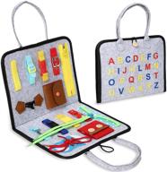 🧩 montessori busy board: sensory toy for toddlers 1-6, enhances basic skill development, dressing and alphabet cognition with latch buckle learning games - ideal travel gift for boys and girls on airplanes and carseats logo