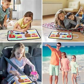 img 1 attached to 🧩 Montessori Busy Board: Sensory Toy for Toddlers 1-6, Enhances Basic Skill Development, Dressing and Alphabet Cognition with Latch Buckle Learning Games - Ideal Travel Gift for Boys and Girls on Airplanes and Carseats