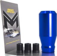 🔵 mega racer 8cm blue aluminum shift knob - perfect for buttonless automanual & manual transmission cars - high-quality automotive replacement part, 1 piece logo