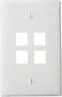 🔌 leviton 41091-4wn quickport midsize wallplate: enhanced, 4-port single gang design in white логотип