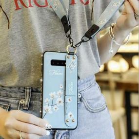 img 4 attached to Sparkling Glitter Flower Crossbody Case with Ring Stand for Samsung Note 10 Plus - Elegant Hand Strap and Lanyard Included - Ideal Cute Diamond Case for Women and Girls