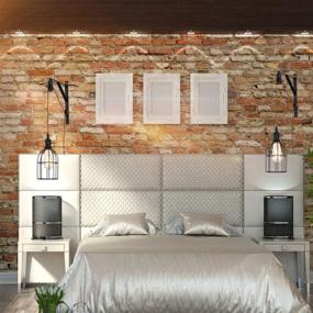 img 1 attached to 🔌 SEEBLEN Vintage Industrial Pulley Wall Pendant Lamp Set with 15-Foot Brown Plug and Switch – Farmhouse Vintage Design, 2-Pack