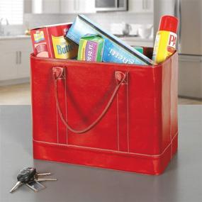 img 2 attached to HOME DISTRICT Chic File Folder Organizer Tote - Portable Document Storage Bag With Carry Handles - Red