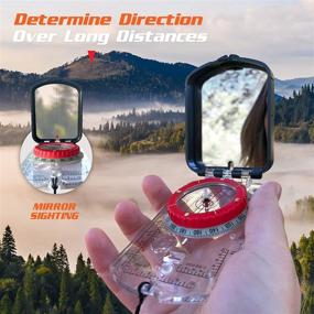 img 2 attached to 🧭 Waterproof Hiking Compass Survival Gear with Mirror Sighting – Glow-in-the-Dark, Neck Lanyard and 35-Ft Paracord Rope – Fire Starter Survival Tool, Whistle, Fishing Line Included