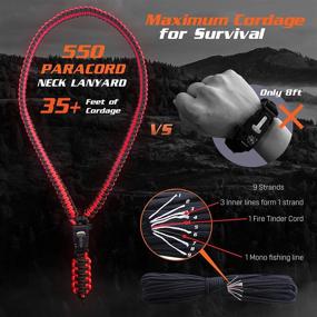 img 1 attached to 🧭 Waterproof Hiking Compass Survival Gear with Mirror Sighting – Glow-in-the-Dark, Neck Lanyard and 35-Ft Paracord Rope – Fire Starter Survival Tool, Whistle, Fishing Line Included