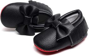 img 3 attached to Bebila Double Bow Fringe Baby Moccasins: Stylish Soft Sole Shoes for Girls and Toddlers