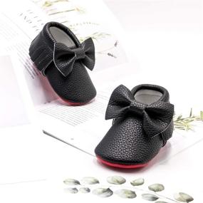 img 1 attached to Bebila Double Bow Fringe Baby Moccasins: Stylish Soft Sole Shoes for Girls and Toddlers