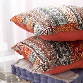 img 4 attached to 🌺 Vibrant Bohemian Style Quilted Jacquard Red Throw Pillow Cover 18"x18" - Perfect for Sofa, Chair, or Bed Décor - Set of 2