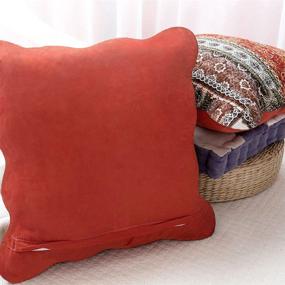 img 2 attached to 🌺 Vibrant Bohemian Style Quilted Jacquard Red Throw Pillow Cover 18"x18" - Perfect for Sofa, Chair, or Bed Décor - Set of 2